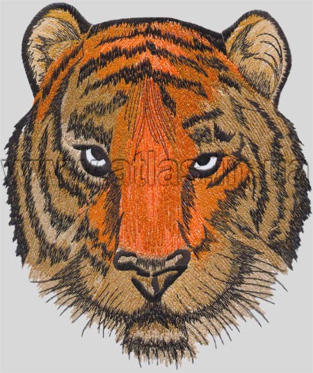 Stickerei auf der Jacke - das Gesicht eines Tigers