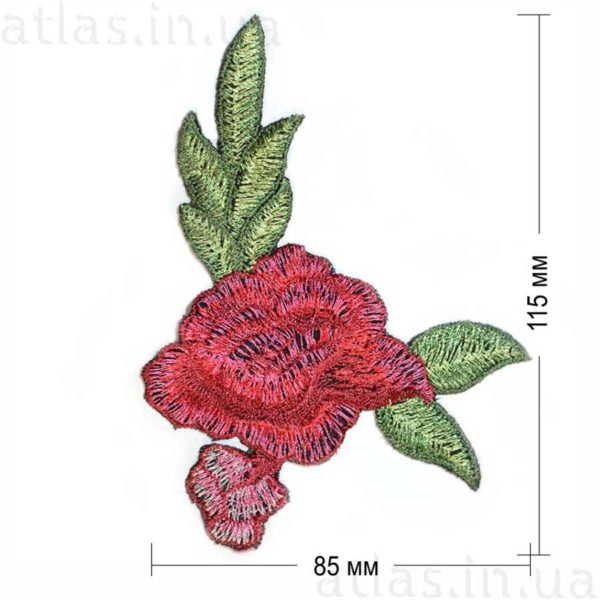 Красная роза на сетке два бутона 115x85 мм
