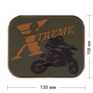 xtreme-1-motorbike нашивка хаки с черной и оранжевой нитью 130х108 мм