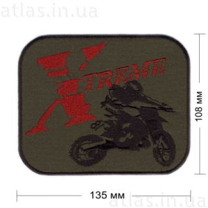 xtreme-1-motorbike нашивка хаки с черной и красной нитью 130х108 мм