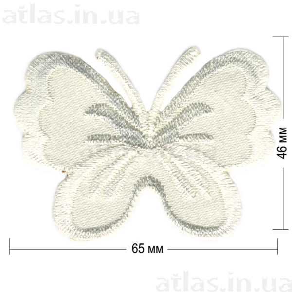 молочная бабочка на атласе нашивка 65x46 мм