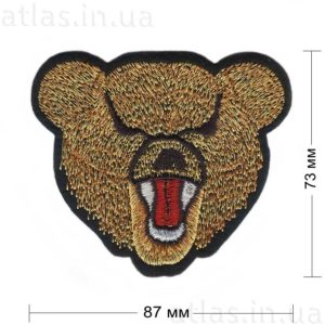 злой медведь нашивка черная 87х73 мм