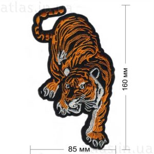 крадущийся тигр нашивка на черном фоне 85х160 мм