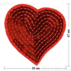 красное сердце пайетка 68х67 мм