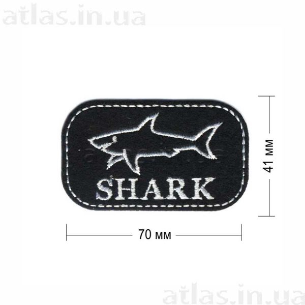 Акула shark нашивка черно-белая