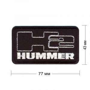 hummer-h2 нашивка черная белыми нитями 77х43 мм