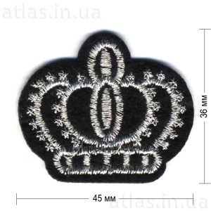 серебряная корона на черном фетре 45х36 мм
