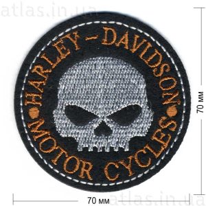 harley davidson round patch нашивка черная 70х70 мм