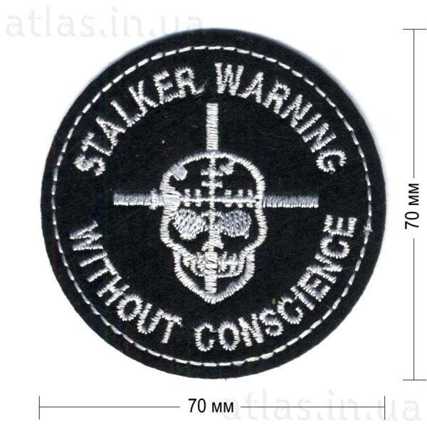 stalker warning нашивка на рюкзак черная 70х70 мм
