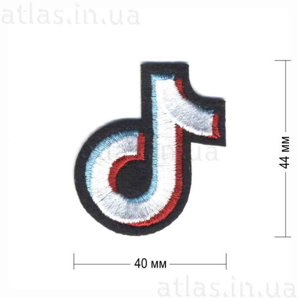 tik tok нашивка на черном фетре 40х44 мм