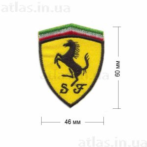 Нашивка "FERRARI" 46х60  мм на желтой основе