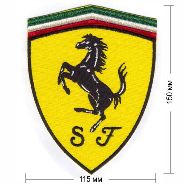 Нашивка "FERRARI" 115х150 мм желтого цвета