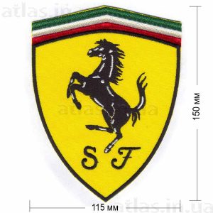 Нашивка "FERRARI" 115х150 мм желтого цвета