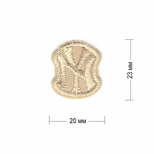 Нашивка "N51-19 NY" 20х23 мм светло-бежевая