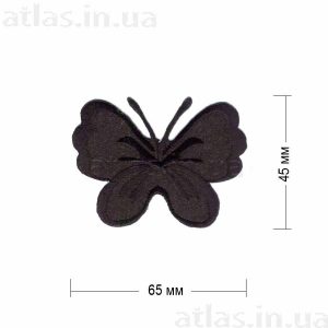 Нашивка "Бабочка" 65х45 мм черный цвет