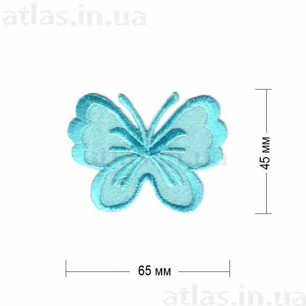 Нашивка "Бабочка" 65х45 мм цвет бирюза