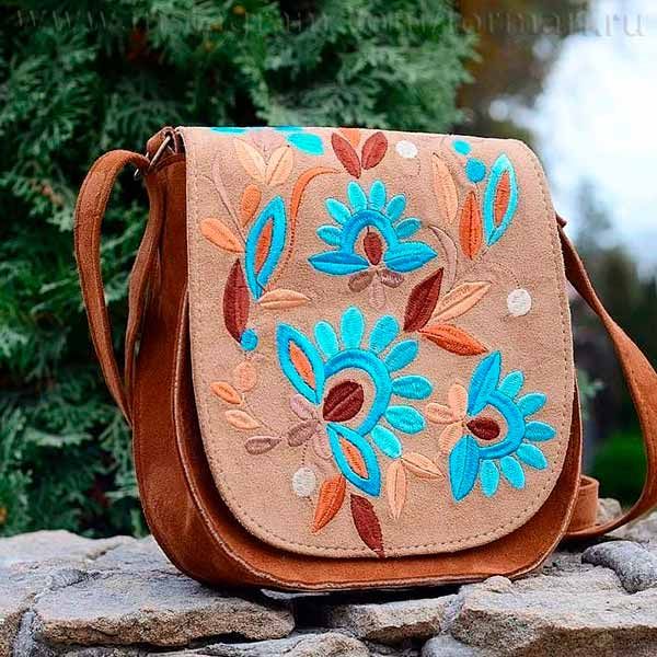вышивка гладью на сумке
