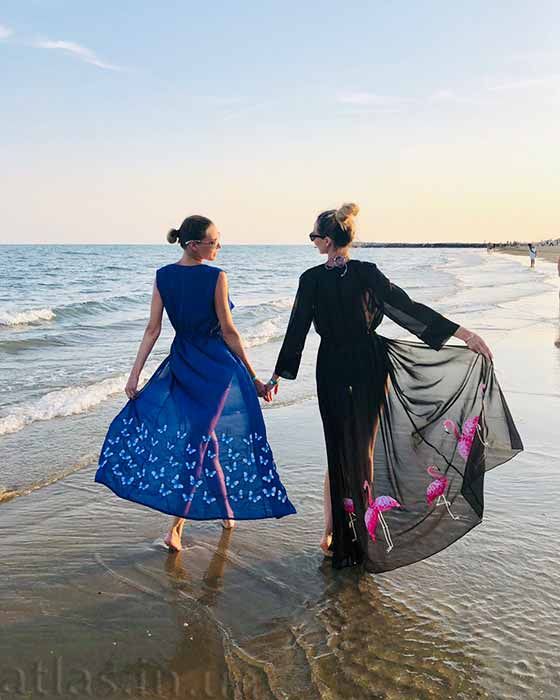 Embroidered Butterfly and Flamingo Dress