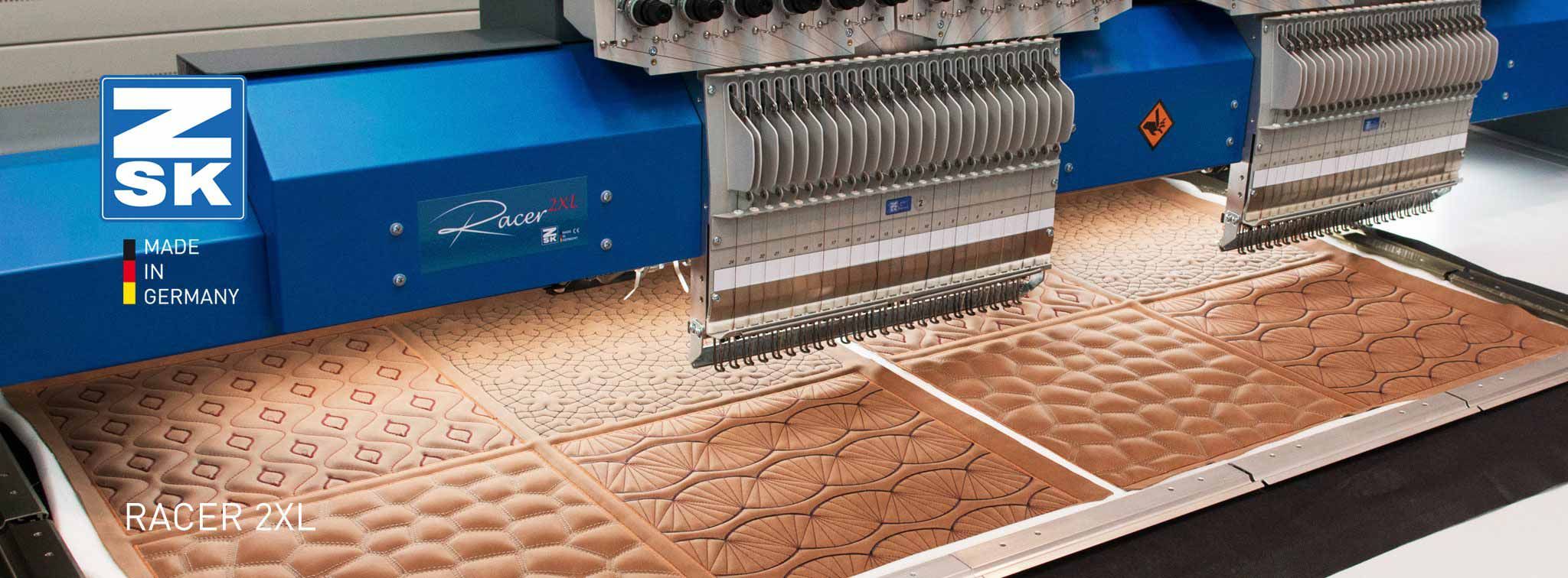 Стёжка на вышивальной машине по коже