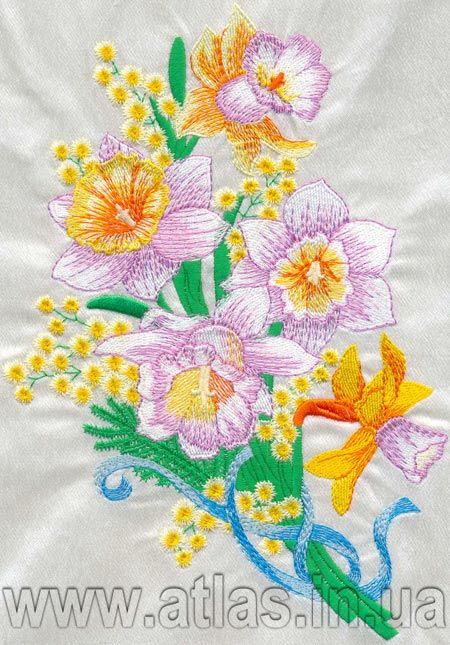 Machine embroidery flowers