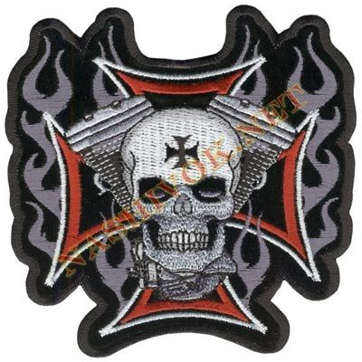 Вышитая нашивка байкера - Череп и Крест