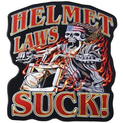 Вышитая нашивка байкера на спину - Helmet laws SUCK